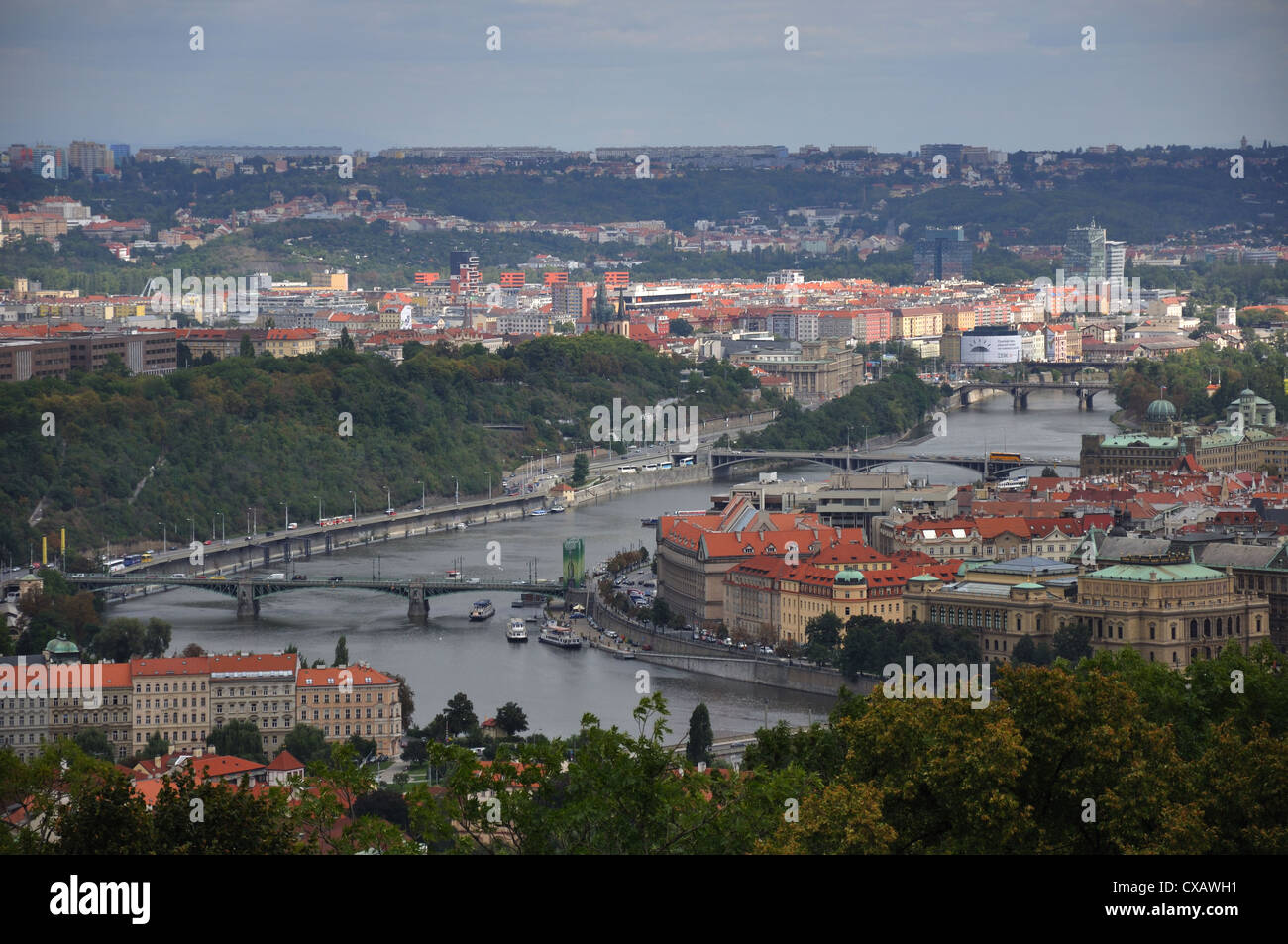 Blick auf die Moldau, Prag, Tschechische Republik Stockfoto