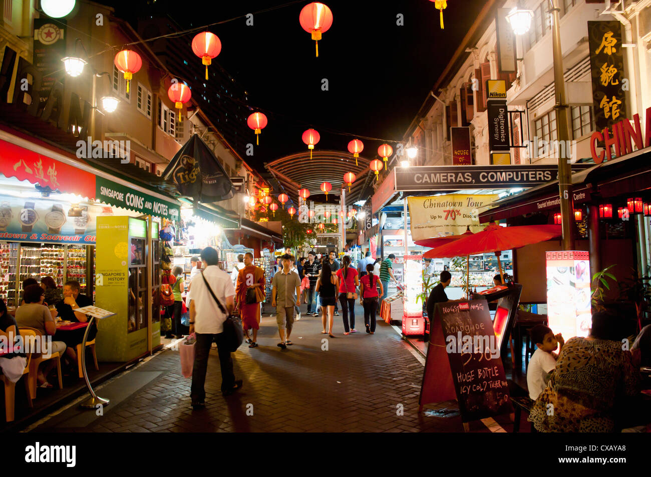 Chinatown Straßenmarkt in der Nacht, Singapur, Südostasien, Asien Stockfoto