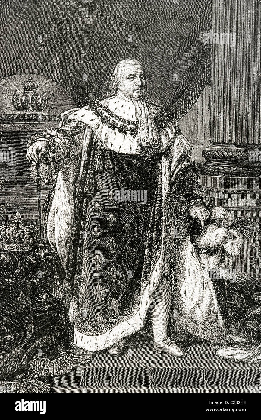 Louis XVIII (1755-1824). König von Frankreich von 1814 / 15 und 1815-24. Bruder von Ludwig XVI. Gravur. Stockfoto
