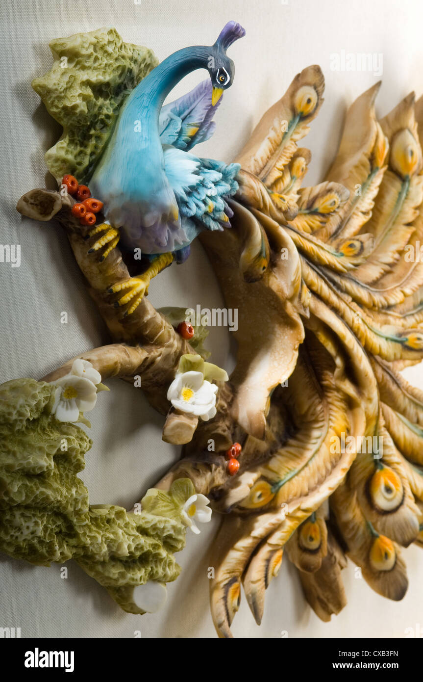 volumetrische Bild ein Pfau auf Leinwand Stockfoto