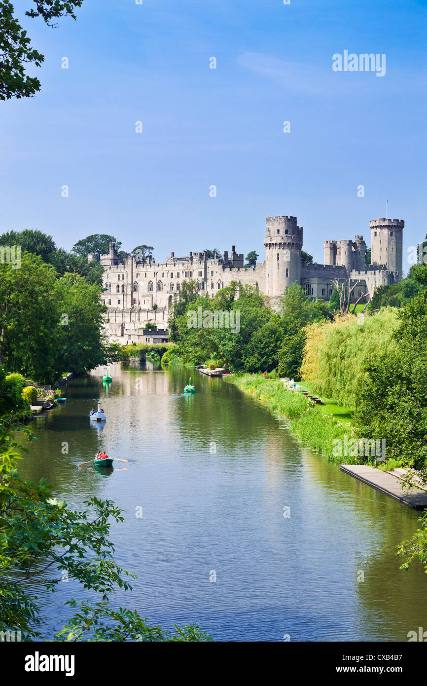 Warwick Castle und Fluss Avon Warwick Warwickshire, England UK GB EU Europa Stockfoto