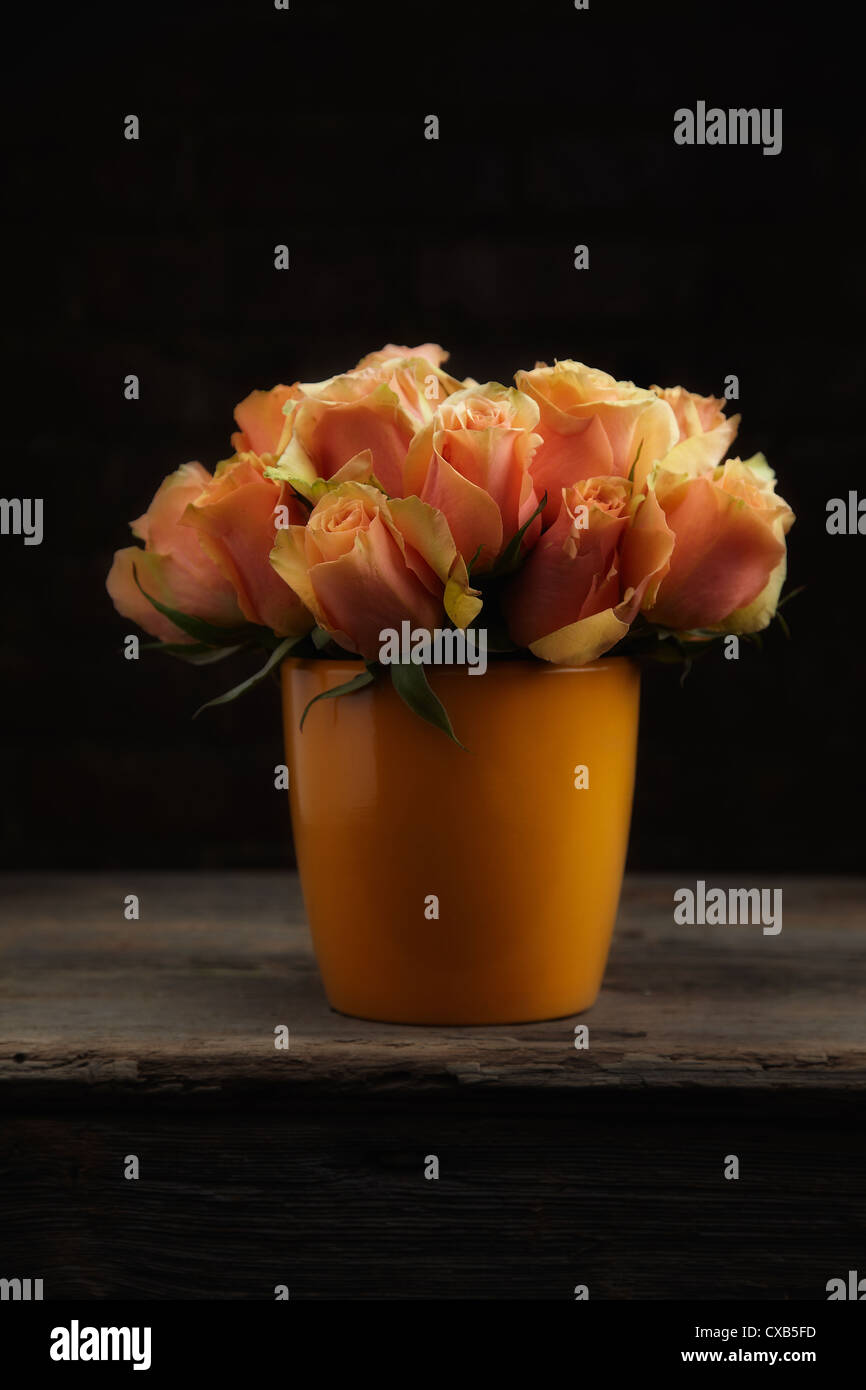 Pfirsich, Tangelic Rose Blumen-Arrangement Stockfoto