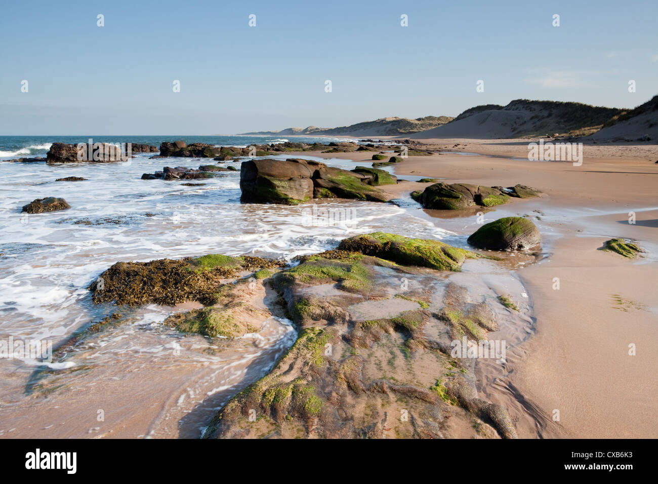 Leeren Strand von Scremeston an der Northumberland Küste Englands Stockfoto