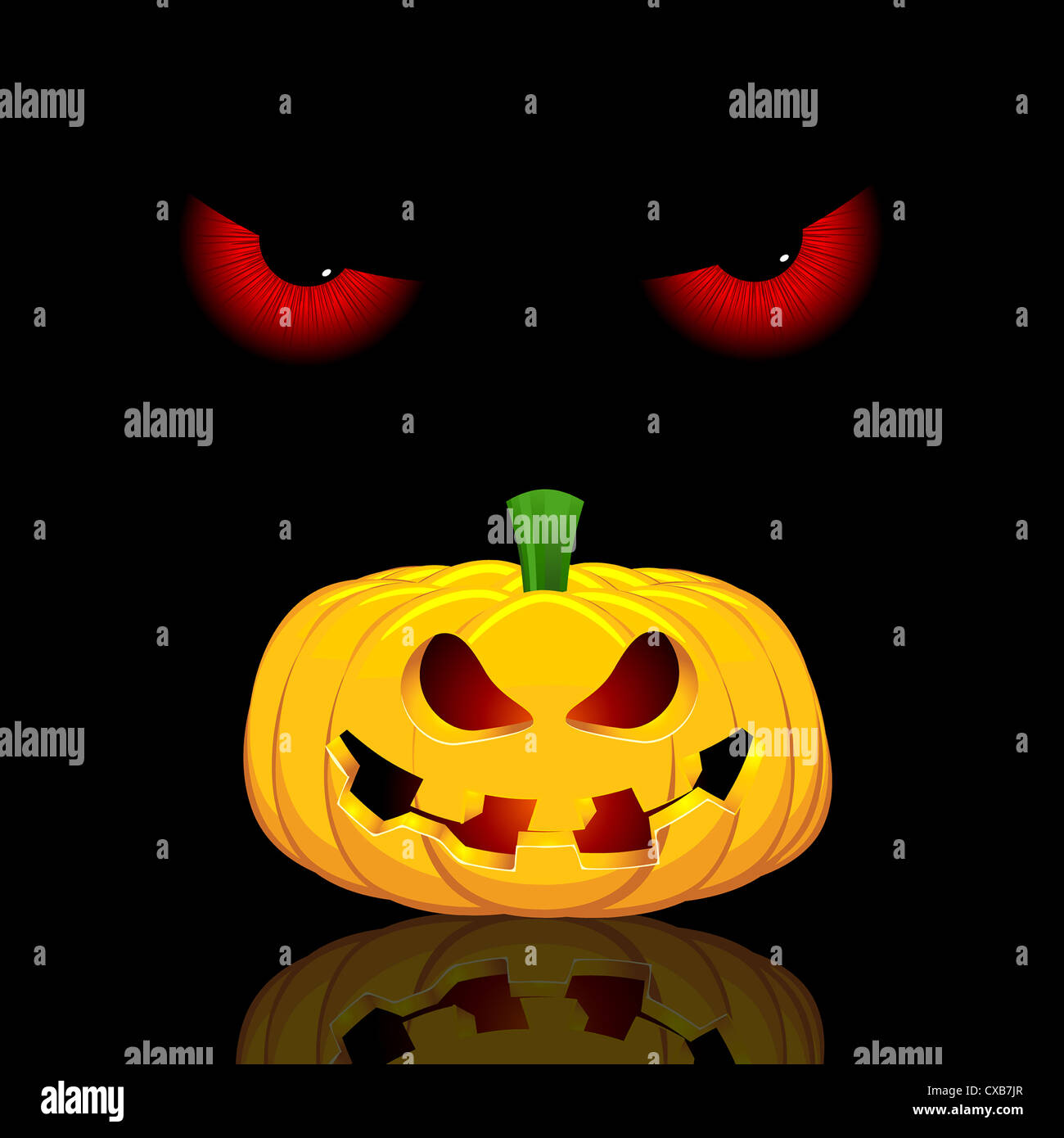 Halloween-Hintergrund mit bösen Augen und gruselige Jack-o-Laterne Stockfoto