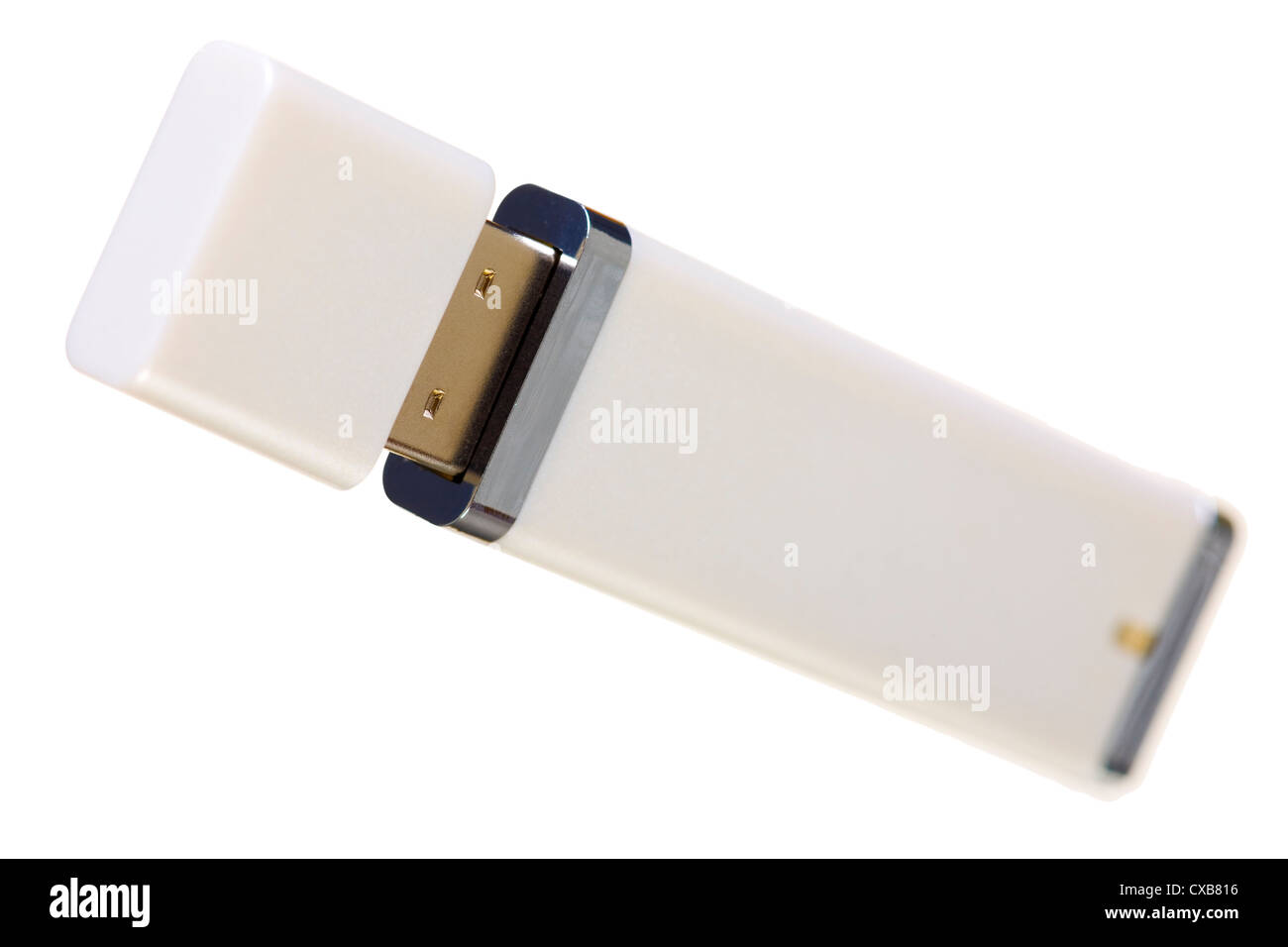 Nahaufnahme von einem USB-Flash-Speicher isoliert auf weiss Stockfoto