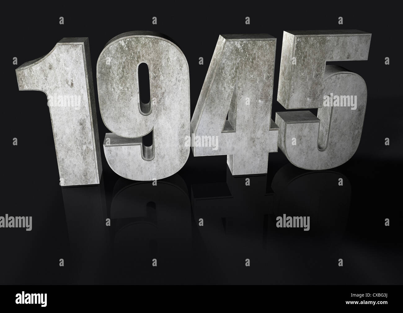 1945 aus Beton / Stein Jahr des Endes des Zweiten Weltkriegs-Konzept Stockfoto
