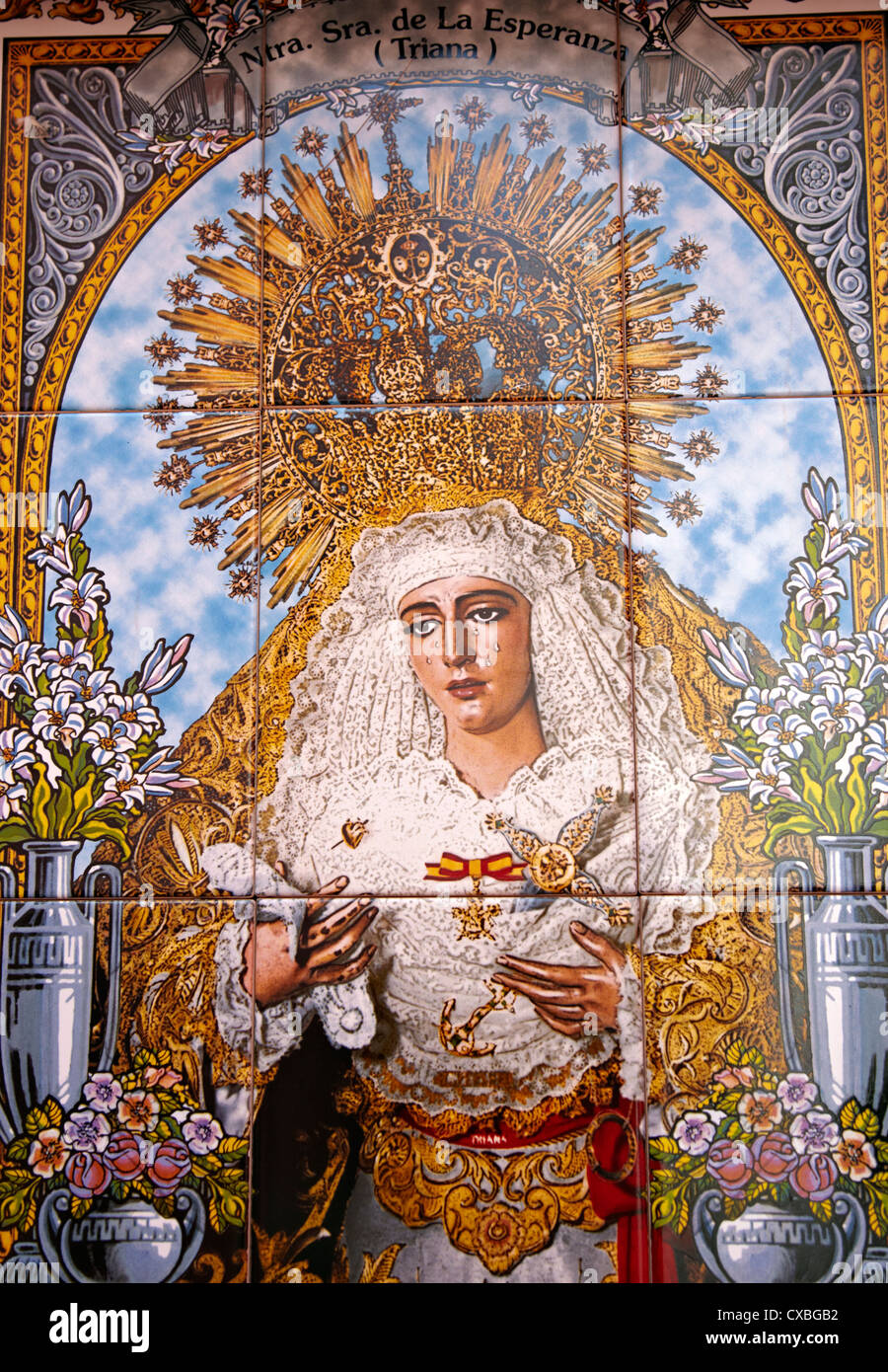 Jungfrau Maria Symbol Marbella Altstadt Spanien Stockfoto