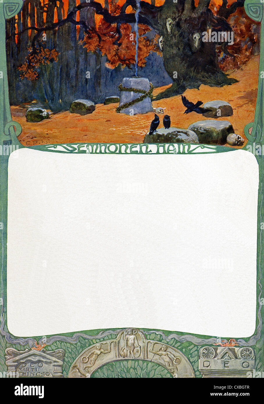 Der germanische Stamm Semnones würde an einem vorgegebenen Datum in einem Wäldchen, die gewidmet hatte sammeln von ihren Vorfahren. Stockfoto