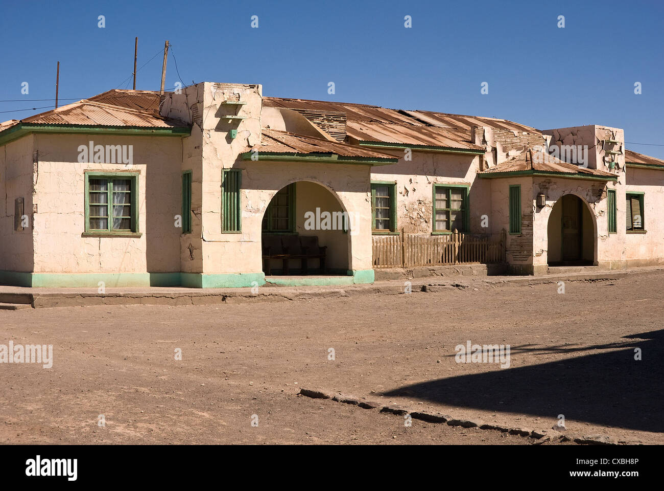 Elk198-2355 Chile, Iquique, Humbertstone, verlassene Minenstadt, Büro Stockfoto