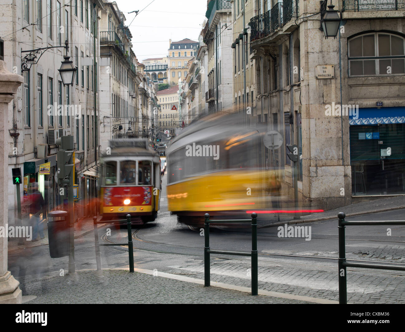 Straßenbahnen in der alten Stadt, Lissabon, Portugal, Europa Stockfoto