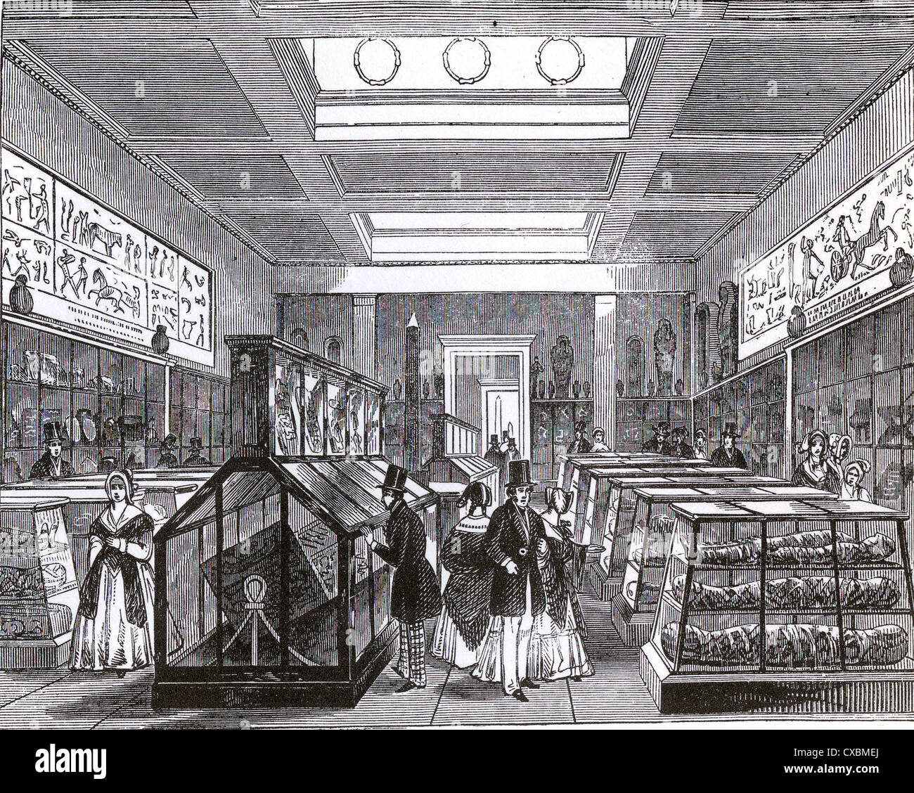BRITISH MUSEUM in London. Das ägyptische Zimmer kurz nach seiner Eröffnung im Jahre 1846 Stockfoto