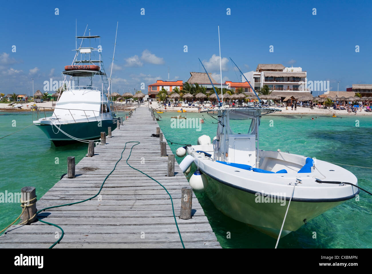 Pier am Mahahaul Beach, Costa Maya, Quintana Roo, Mexiko, Nordamerika Stockfoto