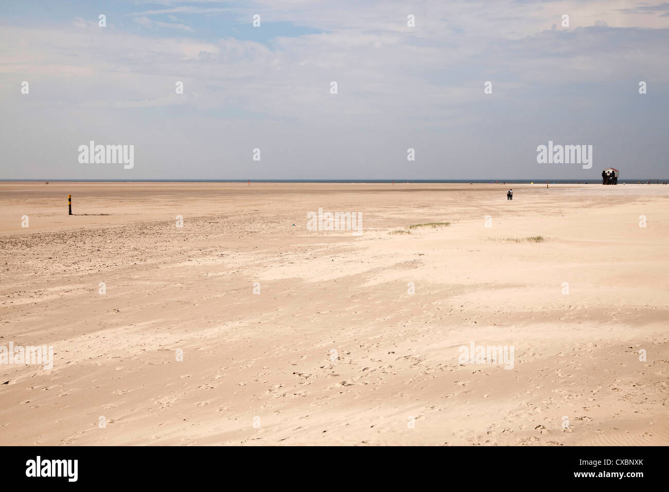 Der lange Sandstrand Strand von St. Peter-Ording, Kreis Nordfriesland, Schleswig-Holstein, Deutschland, Europa Stockfoto