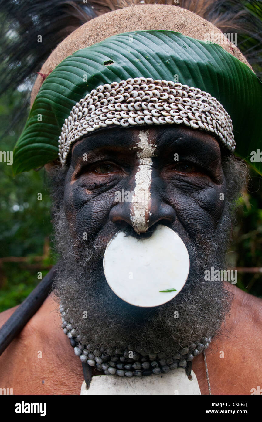 Stammesführer, Pajo, Mount Hagen, Hochland, Papua-Neuguinea, Pazifik Stockfoto