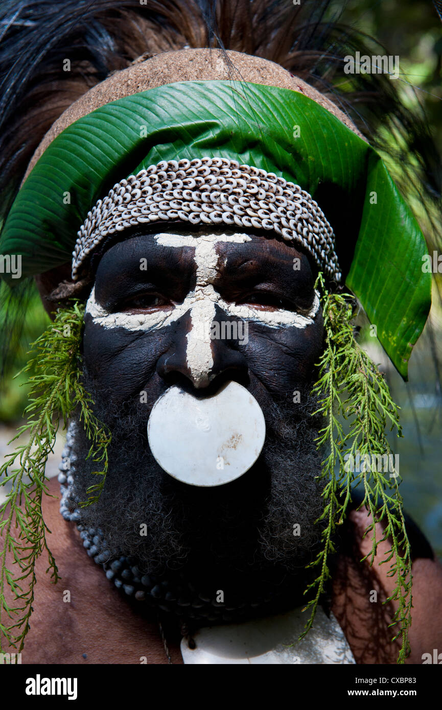 Stammesführer, Pajo, Mount Hagen, Hochland, Papua-Neuguinea, Pazifik Stockfoto