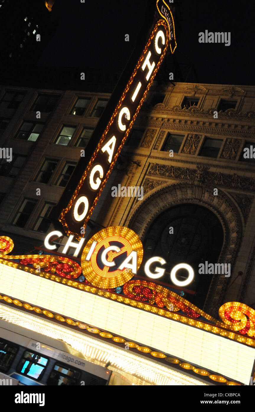 CHICAGO THEATER FESTZELT, STATE STREET, CHICAGO, ILLINOIS, USA Stockfoto