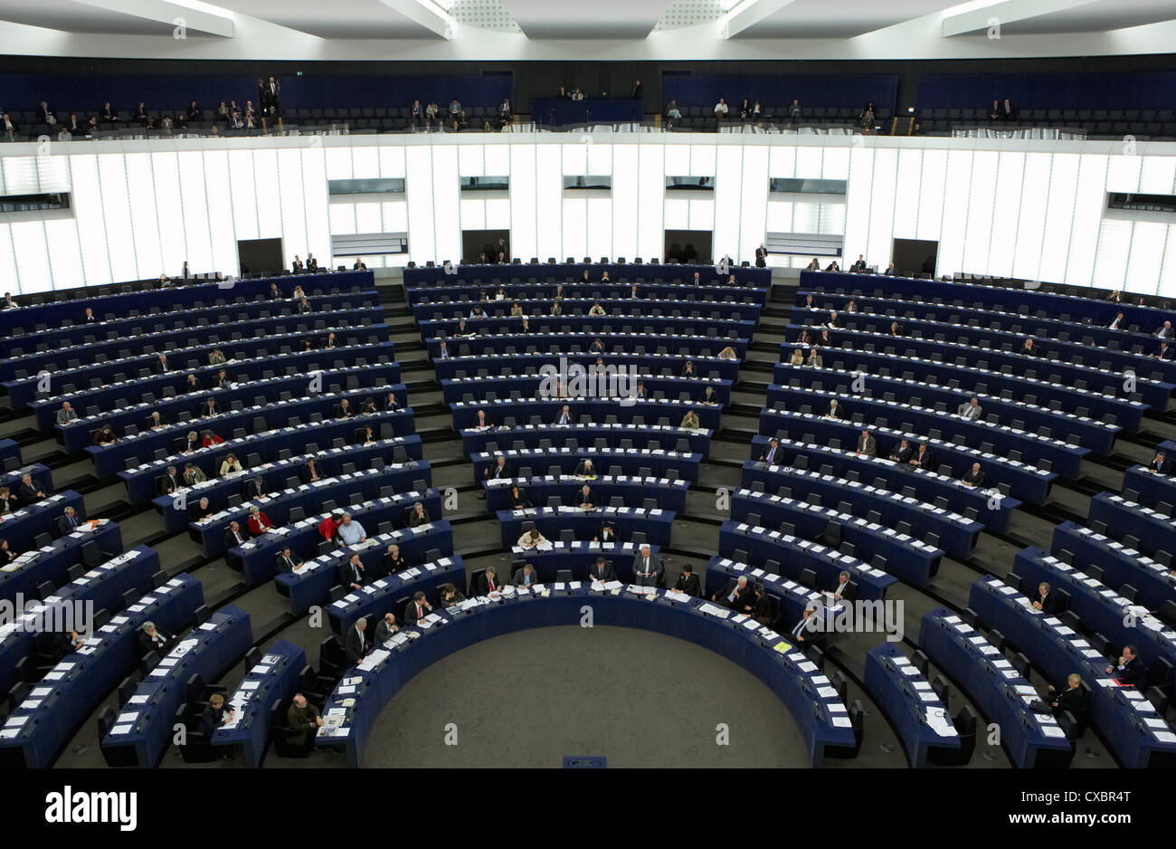 Straßburg, Blick in die Abgeordnetenkammer des EU-Parlaments Stockfoto