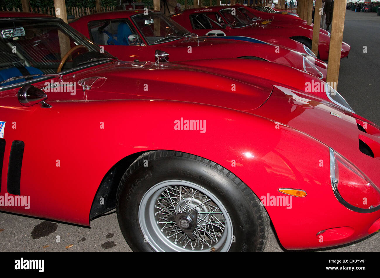 Reihe von Ferrari 250 GTO 1960er Jahren Supersportwagen Stockfoto