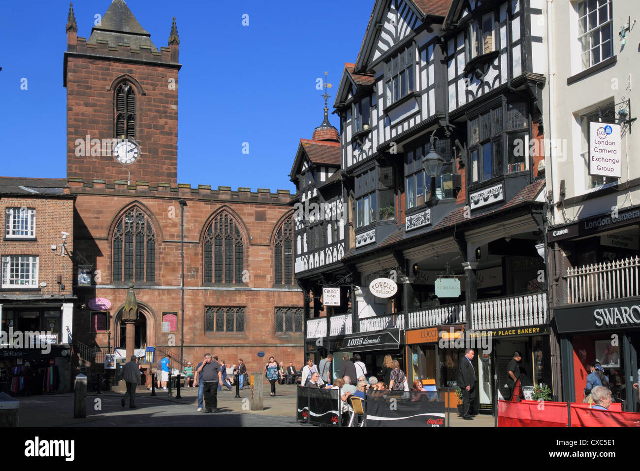 Bridge Street Restaurants, Chester, Cheshire, England, Vereinigtes Königreich, Europa Stockfoto