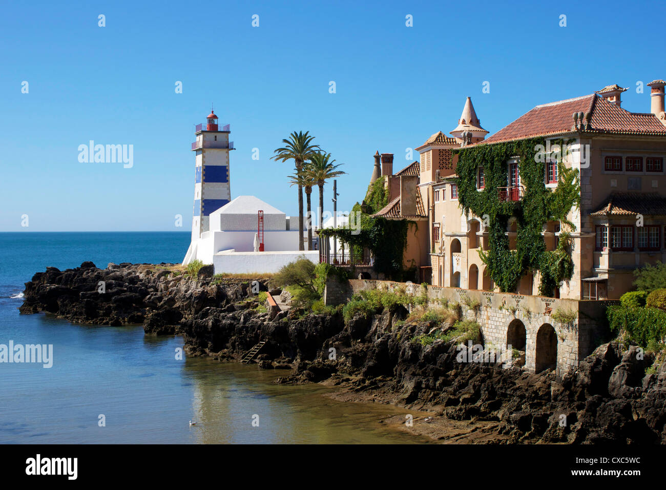 Leuchtturm, Cascais, Portugal, Europa Stockfoto
