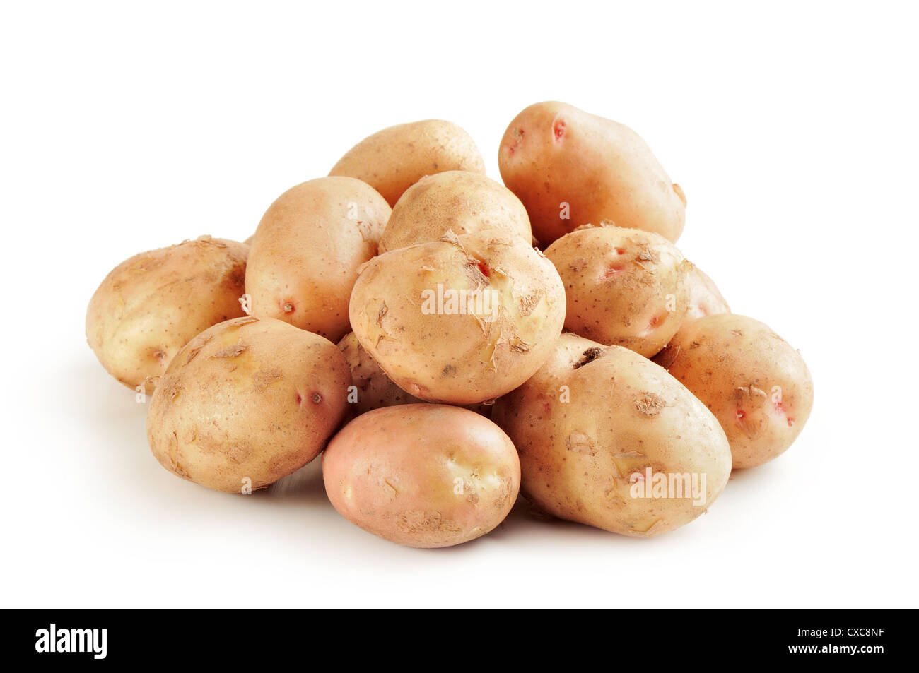 Kartoffeln, isoliert auf weiss Stockfoto