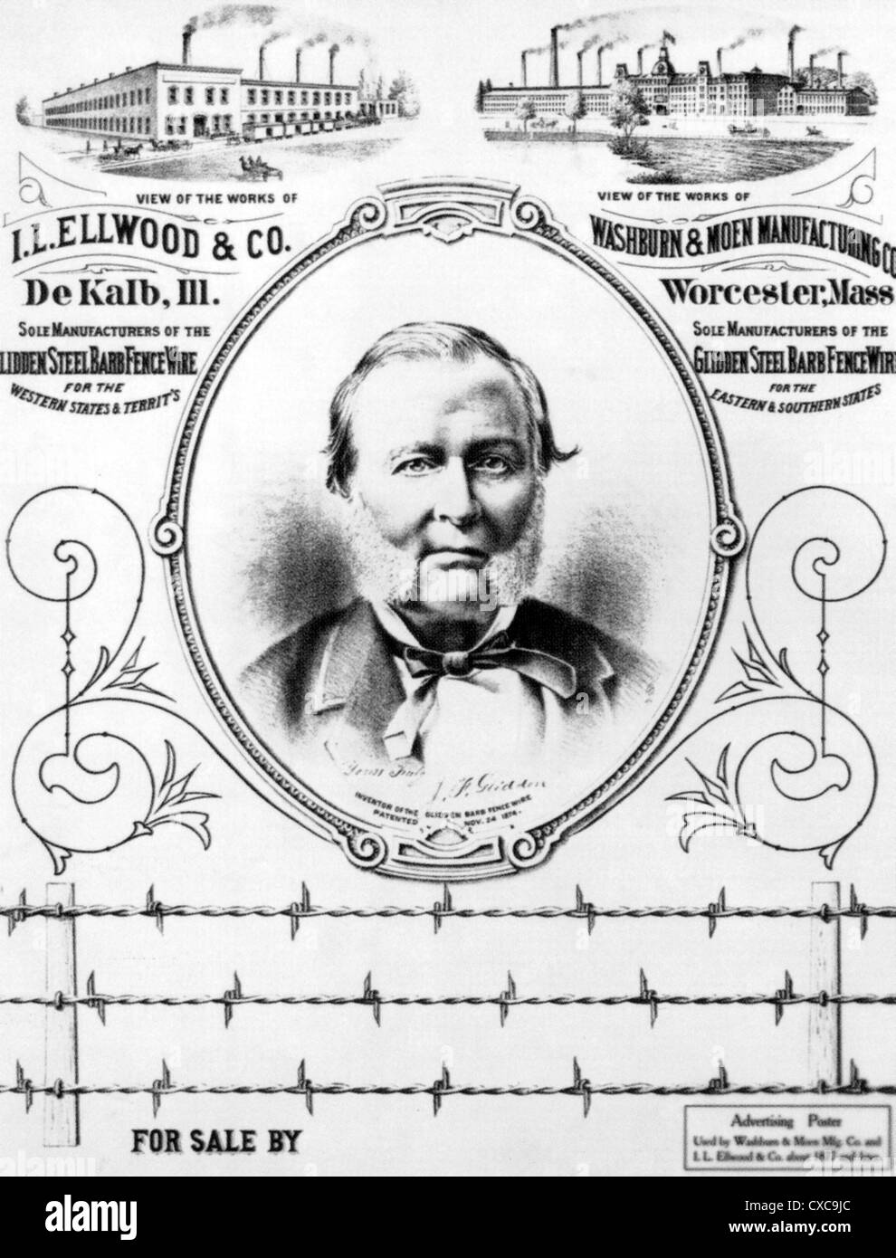 Joseph Glidden (1813-1906) Us-Bauer, Der Stacheldraht Patentiert  Stockfotografie - Alamy