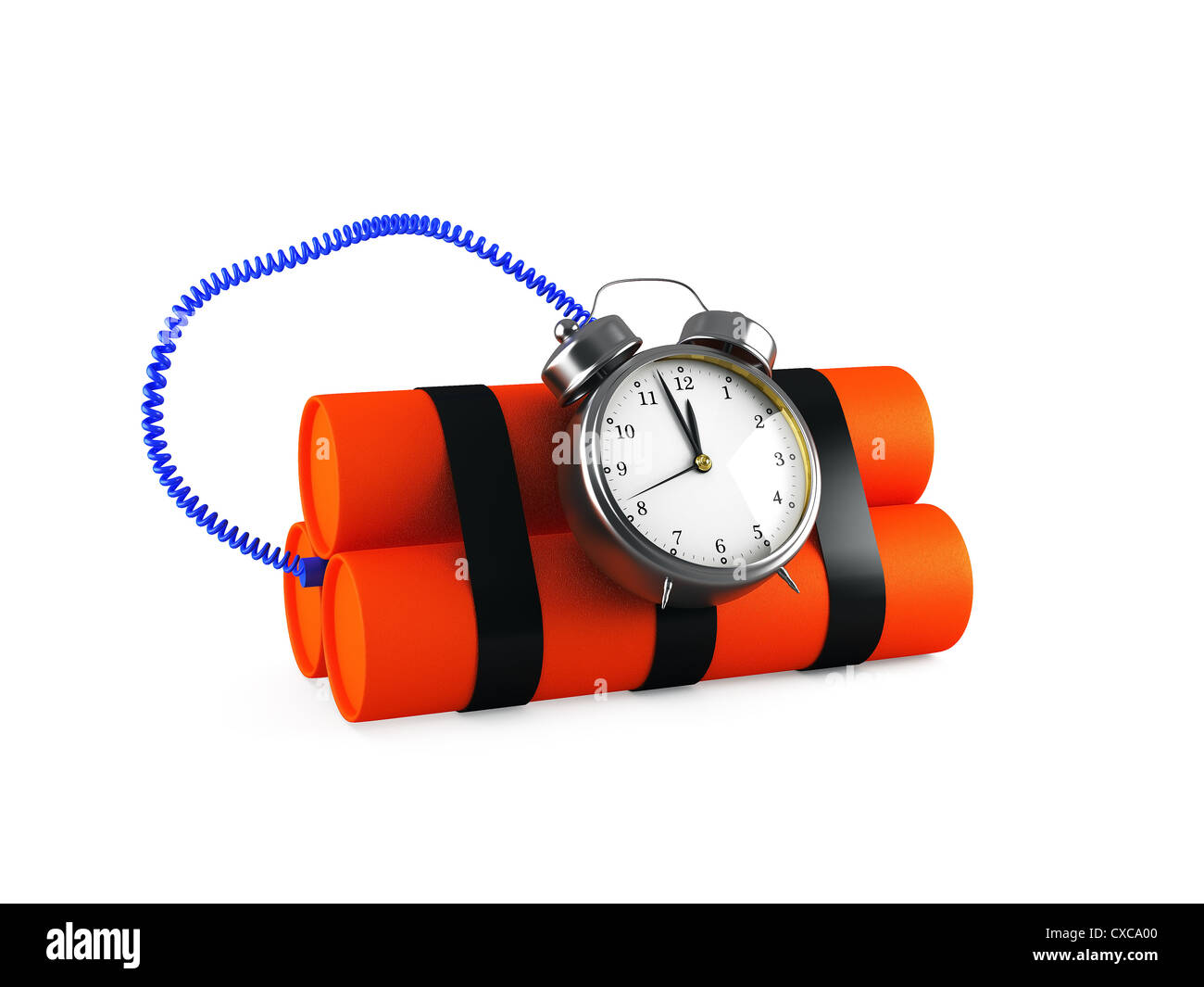 Zeitbombe gemacht von Dynamit isoliert auf weißem 3d Rendern Stockfoto