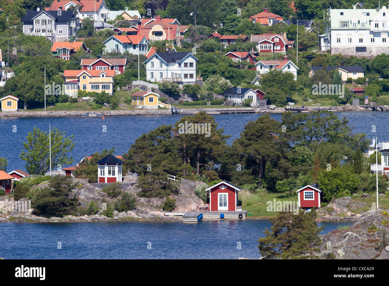 Ein Blick auf Dalarö in den schwedischen Schären Stockfoto