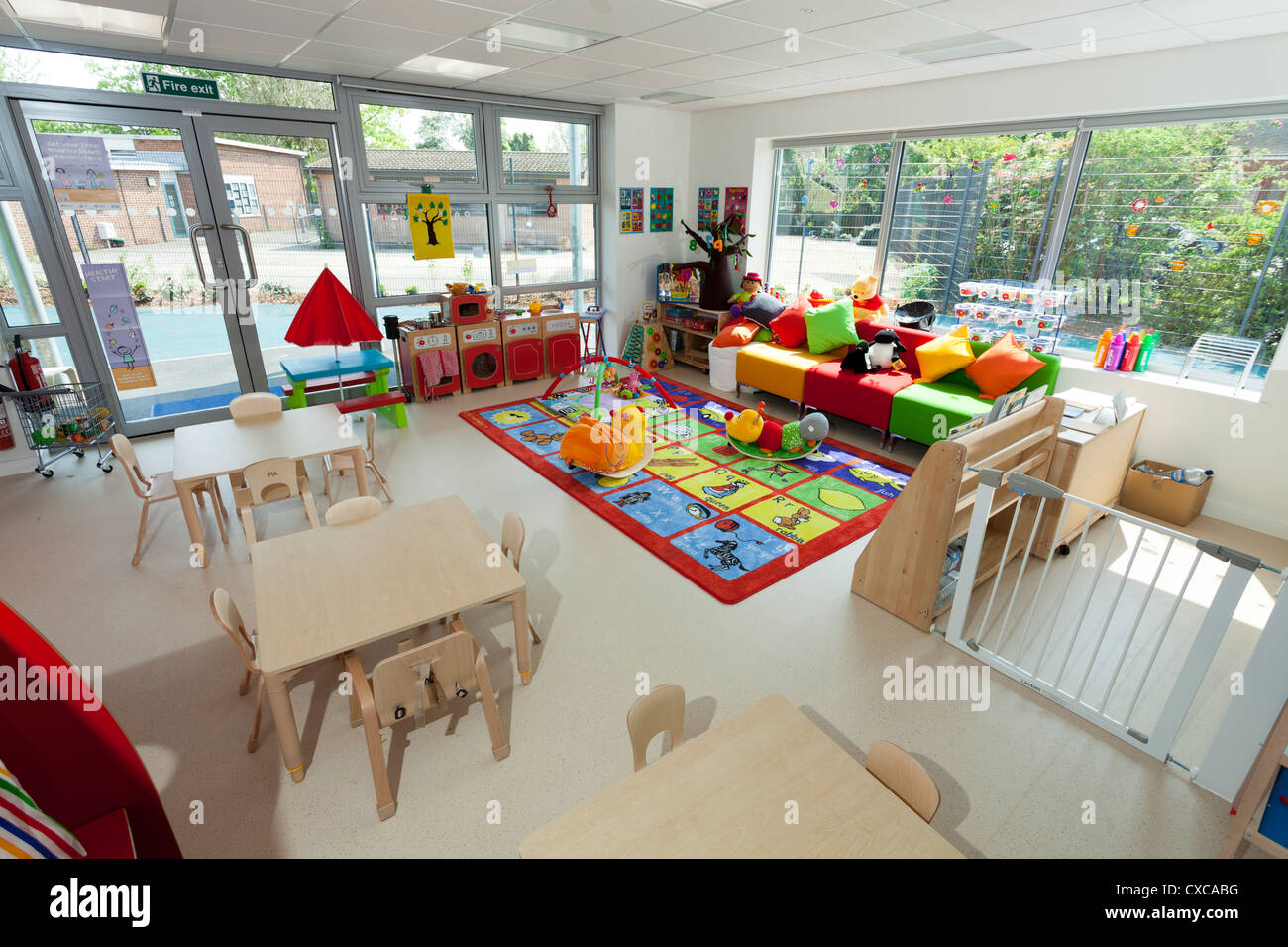unbesetzten Säugling Klassenzimmer im Kinder-Zentrum Stockfoto