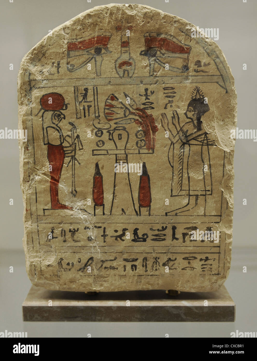 Funerary Stele von Hefrer. Bemalte Kalkstein. 26.-frühe 27. Dynastien. Spätzeit. C. 600-500 V.CHR. Wahrscheinlich aus Abydos, Ägypten. Stockfoto