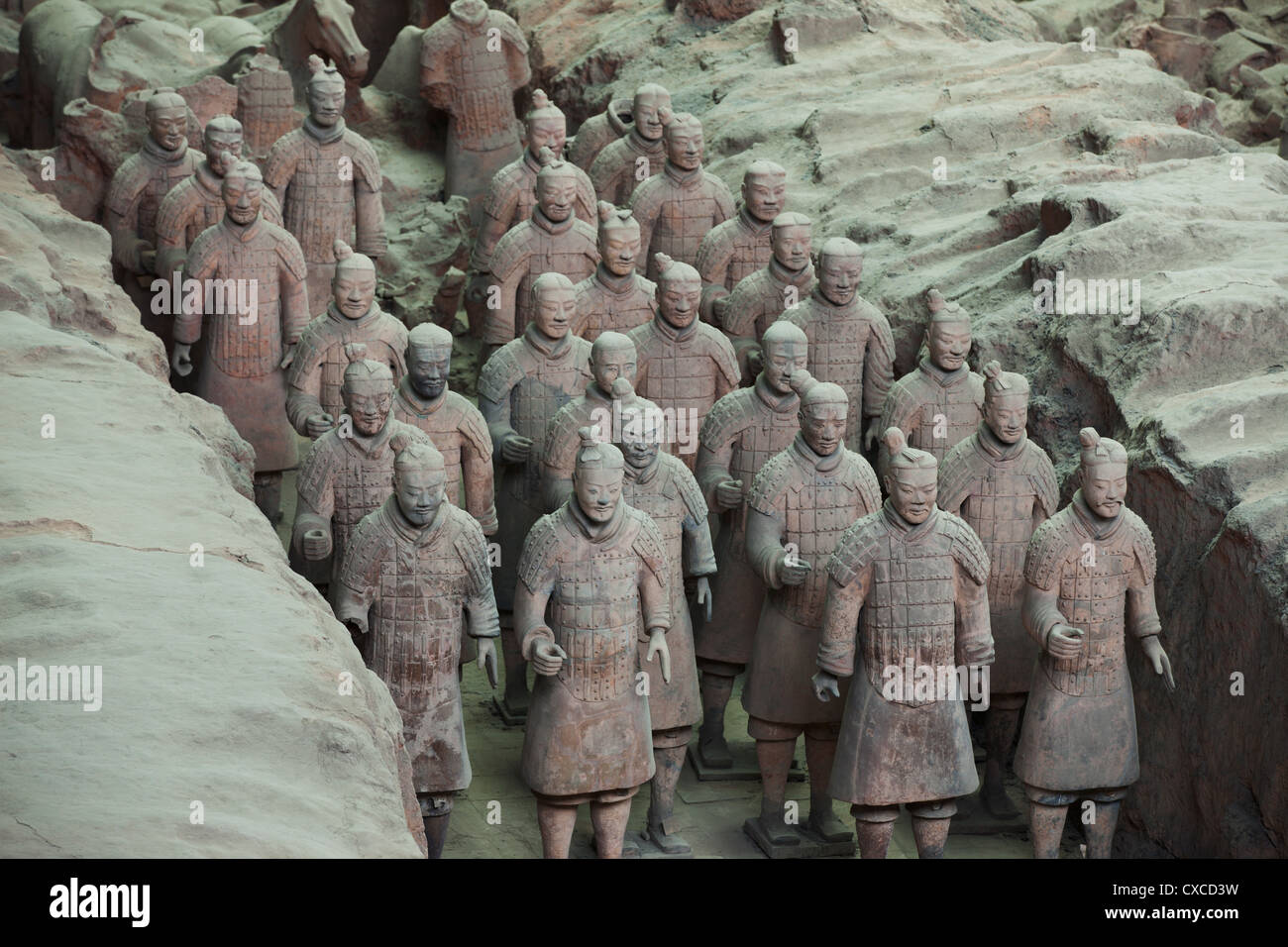 China, Skulptur, Schutz, Mausoleum, Neat, Indoors, Grab, Samurai, Terrakotta, antike, Lehm, Antiquitäten, Keramik, Armee Stockfoto