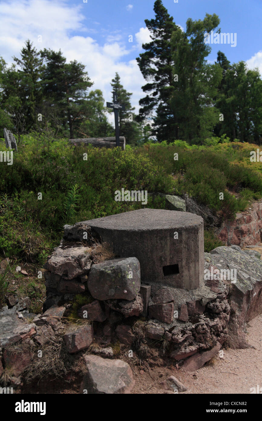 Le Linge, Vosges Berge Elsass Frankreich erste Weltkrieg Schlachtfeld, Gräben und Verteidigung nun einen Bunker museum Stockfoto