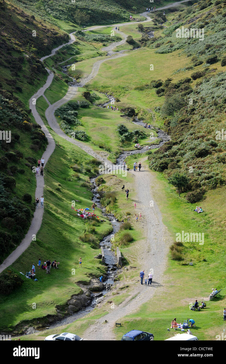 Carding Mill Valley Long Mynd Church Stretton Shropshire England Großbritannien. Hills National Trust Land Großbritannien Britische Landschaft ländliche Wanderung Spaziergänge Stockfoto