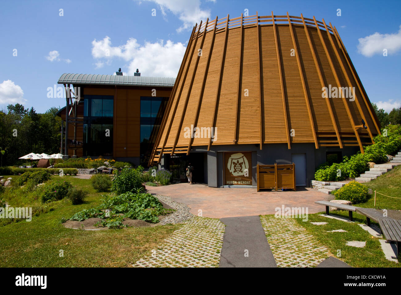 Hotel-Musee Premieren Nationen, Wendat (Huron) Gemeinschaft von Wendake, in der Nähe von Quebec Stadt, Quebec, Kanada Stockfoto
