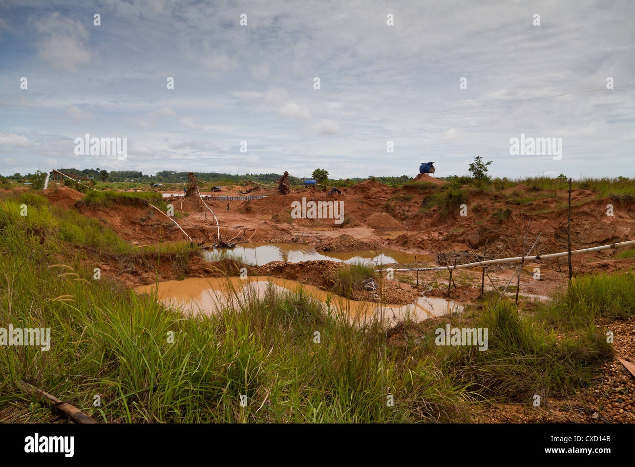 Blick auf den Diamantenfeldern Cempaka in Süd-Kalimantan in Indonesien Stockfoto