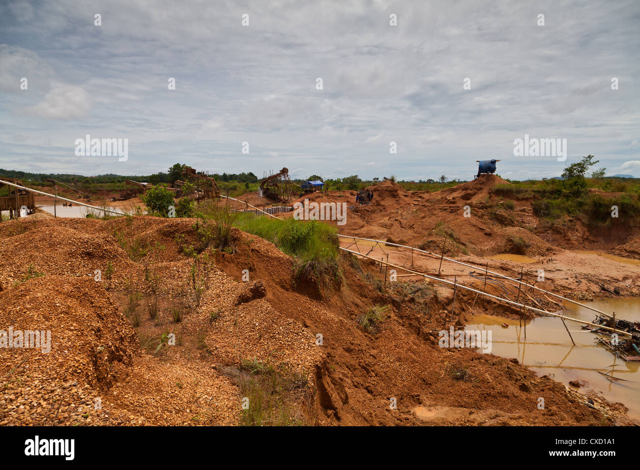 Blick auf den Diamantenfeldern Cempaka in Süd-Kalimantan in Indonesien Stockfoto