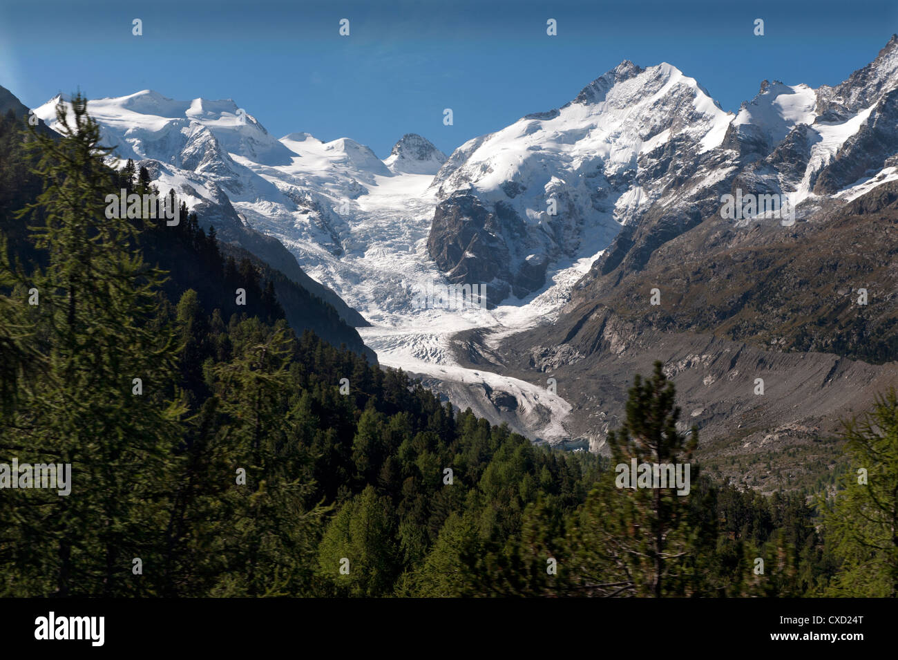Schweiz. Der Bernina Express, die Fahrt von Chur in der Schweiz nach Tirano in Italien. 9-2012 Stockfoto