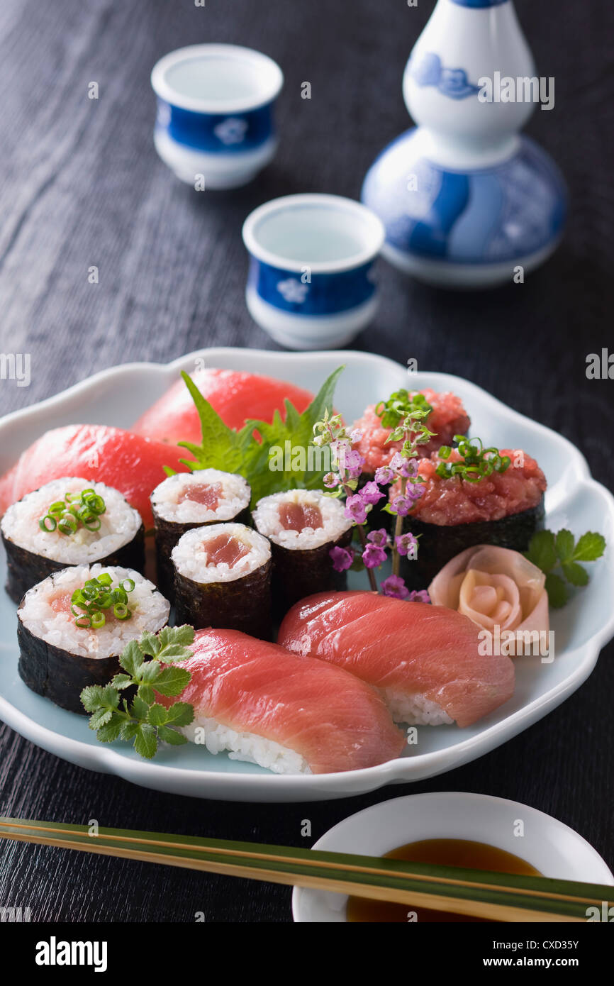 Verschiedene Thunfisch-Sushi Stockfoto