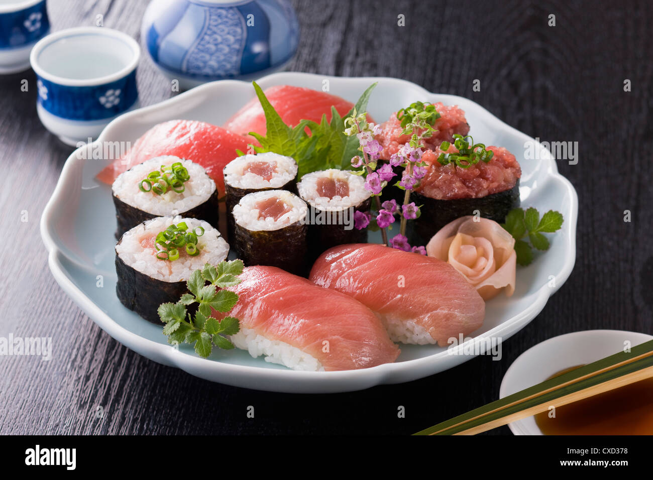 Verschiedene Thunfisch-Sushi Stockfoto