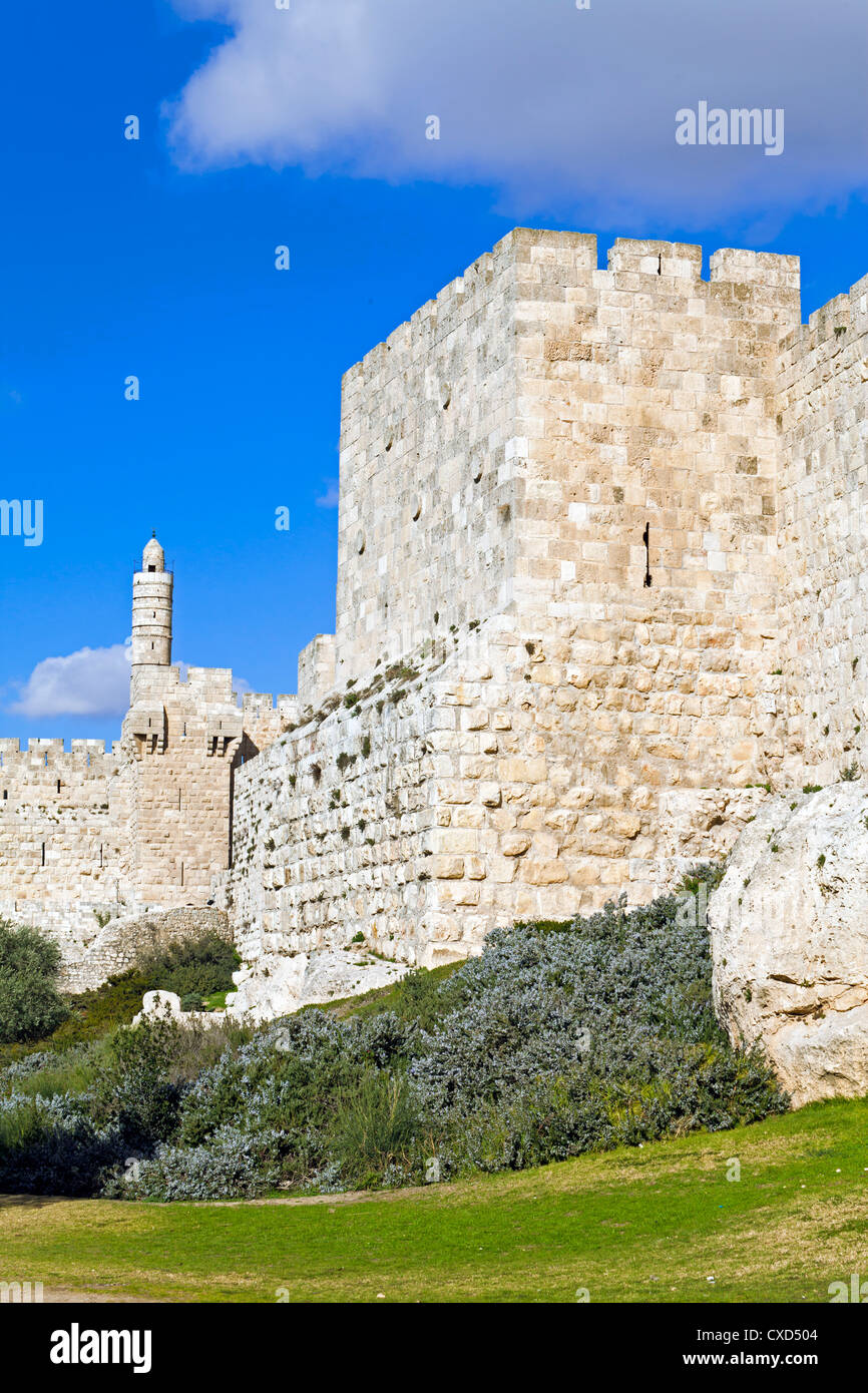 Zitadelle (Tower of David), alte Stadtmauern, UNESCO-Weltkulturerbe, Jerusalem, Israel, Nahost Stockfoto