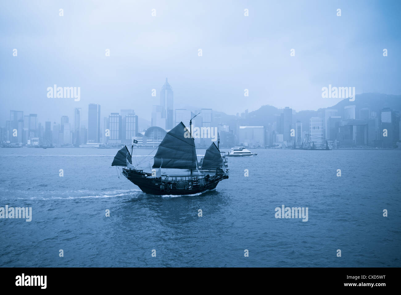 altes Boot in Hong Kong Stockfoto
