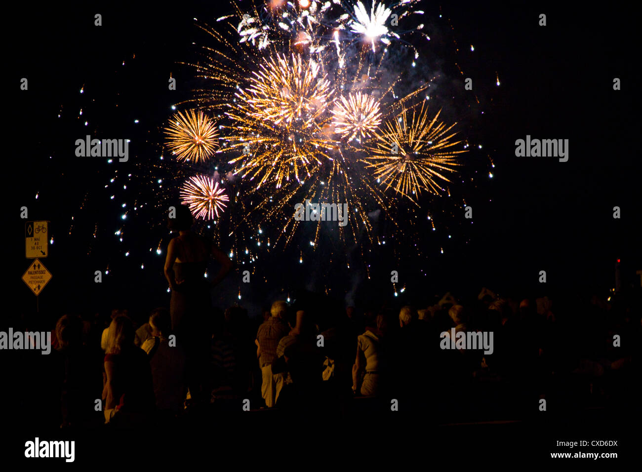 Ein Feuerwerk in Neufrankreich Festival 2012 in Quebec City, Kanada. Stockfoto