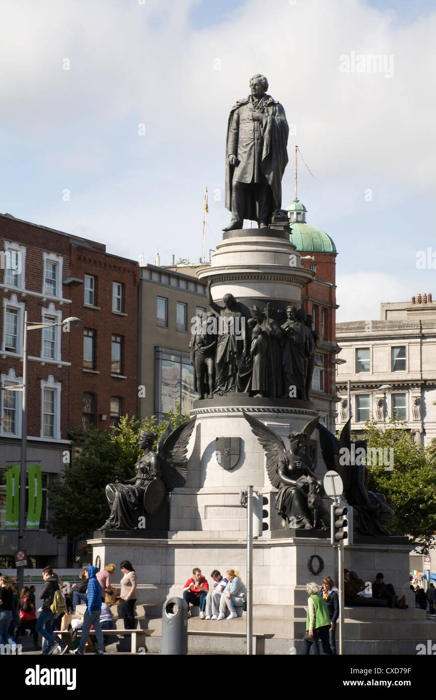 Dublin Irland EU-O'Connell Monument, Memorial zu Daniel O'Connell, 19. Jahrhundert nationalistische Führer, von Bildhauer John Henry Foley 1818-74, Stockfoto