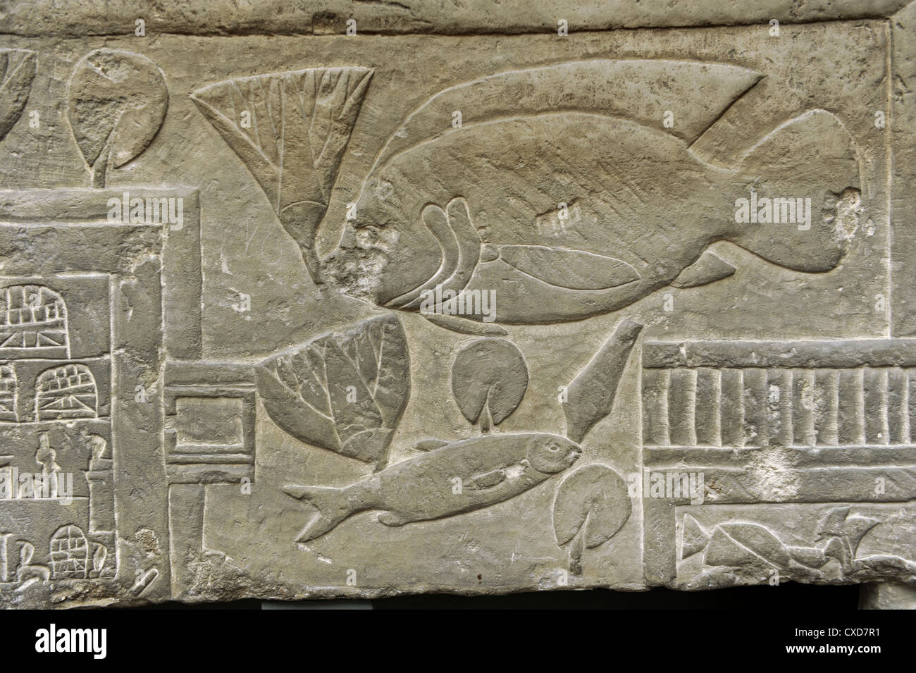 Relief zeigt einen Teil einer Beerdigung Szene aus einem Beamten Grab. Detail. Kalkstein. Wahrscheinlich bei Sakkara. 18. Dynastie. Stockfoto