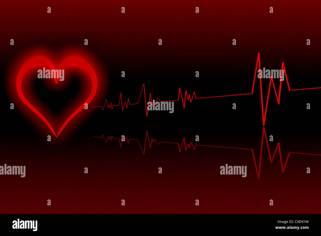 Abbildung des Herzens mit Kardiologie Stockfoto