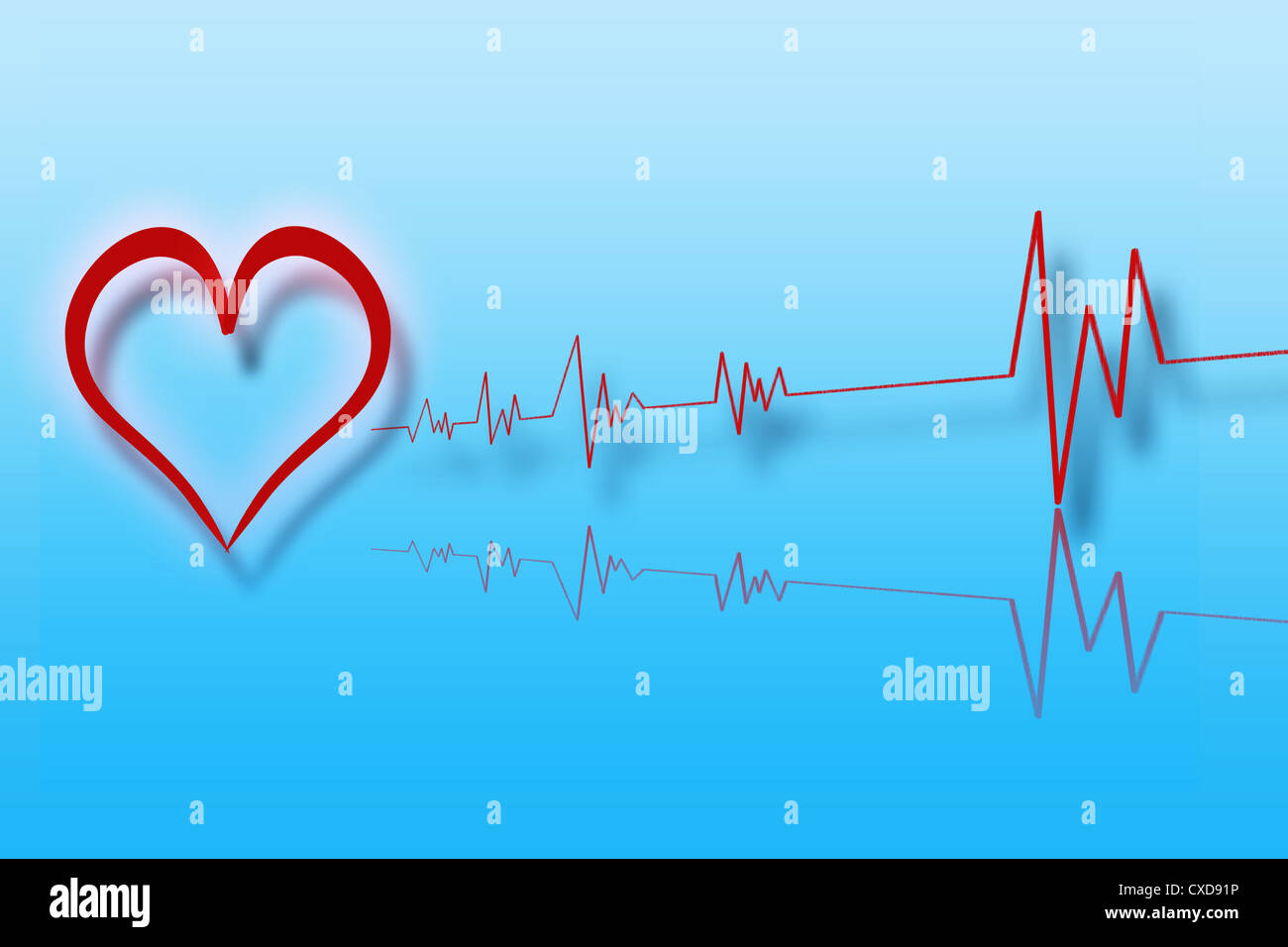Abbildung des Herzens mit Kardiologie Stockfoto