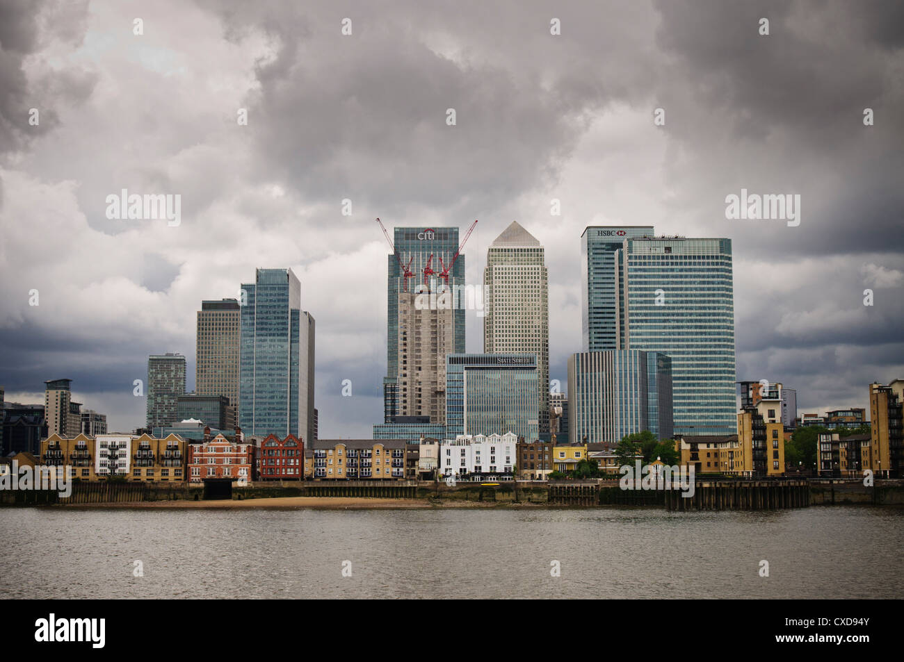 Blick über Canary Wharf über Themse von Greenwich, London, UK Stockfoto