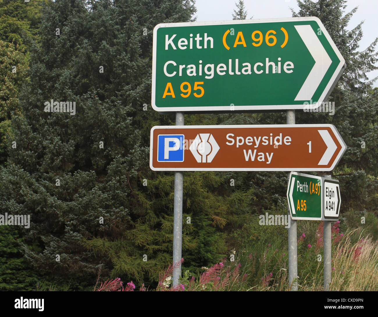 Speyside Way Zeichen in der Nähe von Craigellachie Schottland September 2012 Stockfoto