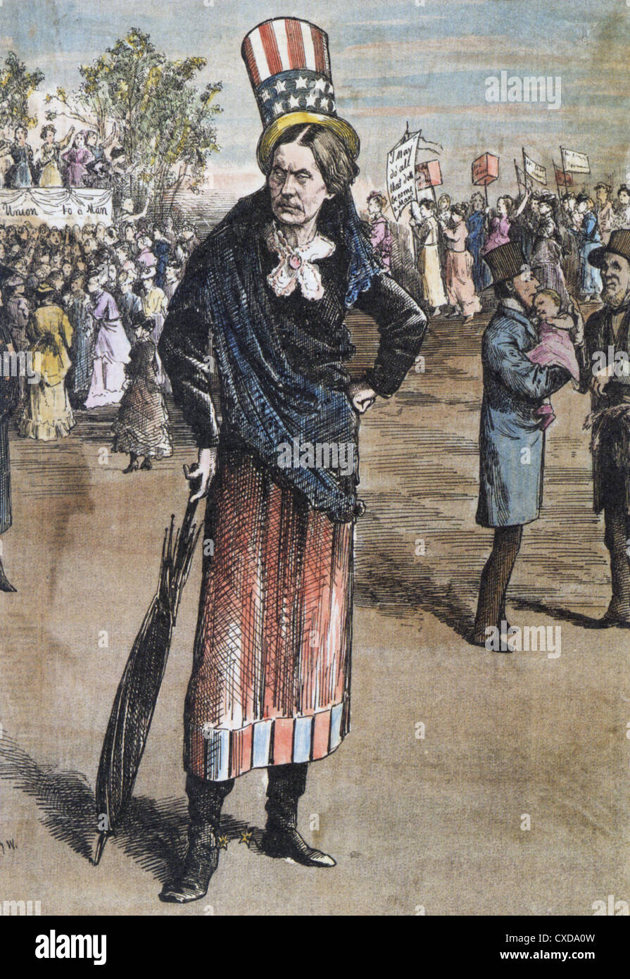 Susan (1820-1906) US-Bürgerrechtler in einem Zeichentrickfilm über 1895 Stockfoto