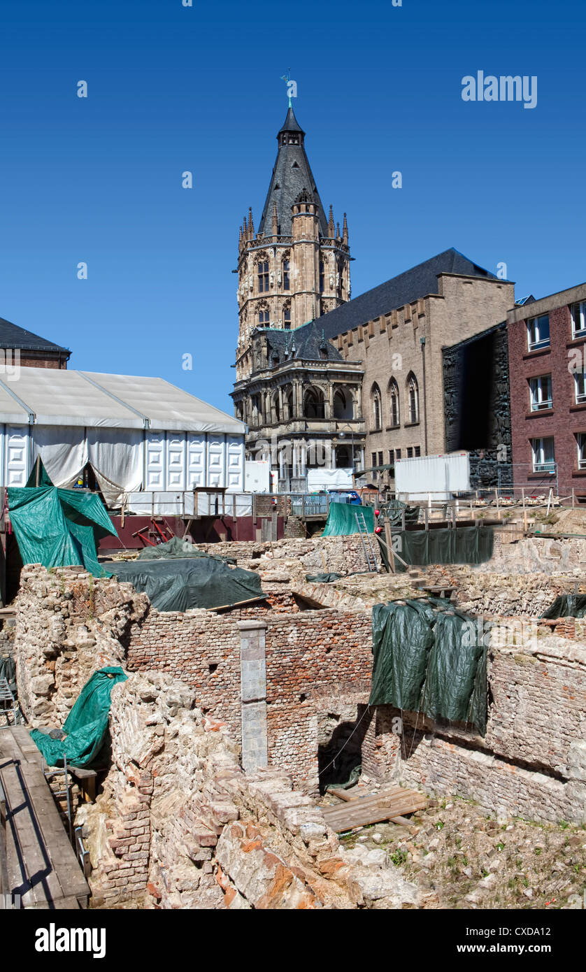 Archäologische Zone, das jüdische Museum, archäologische Ausgrabungsstätte, Rathausplatz quadratisch, Köln, Deutschland, Europa Stockfoto